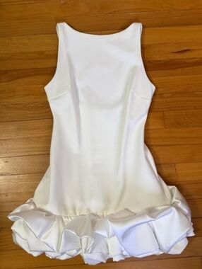 Zara Ivory Satin Mini Dress with Ruffle Hem